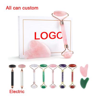 China Cheap Private Label Manufacturer Face Jade Roller Gua Sha Scraping Tool For Face Massage Facial Jade Roller for sale