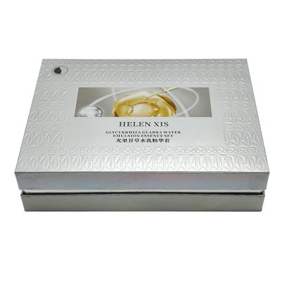 China Free sample custom embossing gift box Luxury cosmetics skin care serum packaging box with removable lid and plastic tray for sale