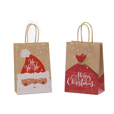 Chine Sacs cadeaux en papier de Noël Sacs de magasinage en papier Kraft réutilisables Logo imprimé à vendre