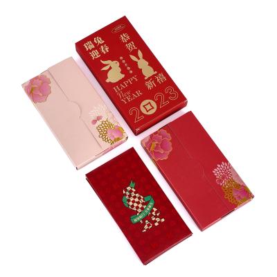 China Mat Chinees Jaar Custom Rood Pakket Groetekaartjes En Enveloppen Embossing Te koop