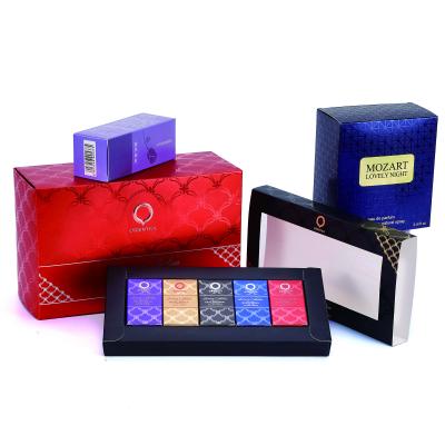 China Recyclable Cosmetic Packaging Box Colorful Texture Skincare Set Packaging Box for sale