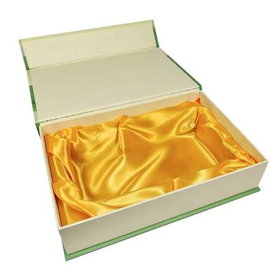 China Luxury Satin Inside Magnetic Flip Folding Box Custom Logo Gift Box Packaging Inner Silk Fabric Box For Cosmetic Products for sale