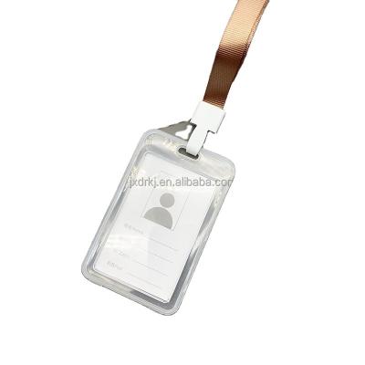 China Office Wholesale Customized Durable Logo ID Badge Plastic Card Holder with Long Neck Strap Band Lanyard for sale