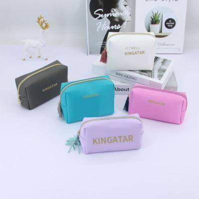 China Fashion Custom Travel Cosmetic Pouch With Logo Printed Eco Friendly Vegan Leather Cosmetic Bag for sale