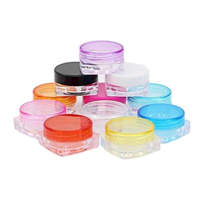 China Mini Square Plastic Pot Jars Cosmetic Empty Cosmetic Container Multi Colors Makeup Jar Jars With Lid For Creams for sale