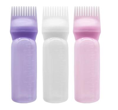 China Factory Cosmetic Sales 6 Ounce Hair Dye Baking Oil Bottles Oil Treatment Perm Hair Dye Bottle Comb Applicator Bottle for sale