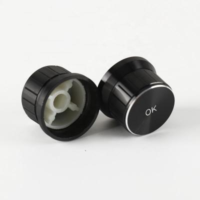 China Gloss Black Aluminum And Plastic Top Cap Encoder Rotary Insert 25.8x18mm Knobs for sale