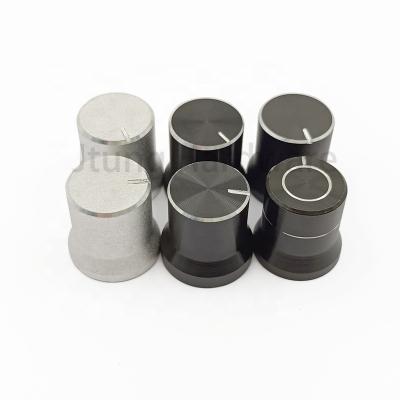 China 15x15mm 18T Aluminum Thrust On Amplifier Aluminum Volume Rotary Bell Edged Metal Knob for sale