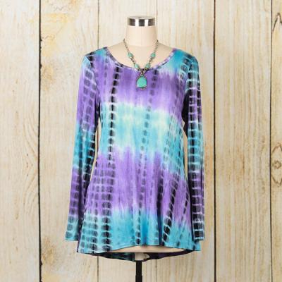 China Anti-Shrink ladies tie dye full sleeve tops for women for sale