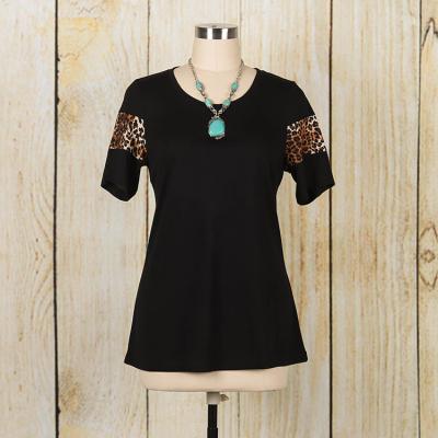 China Anti-Shrink Wholesale Scoop Neck Tee For Women In Black for sale