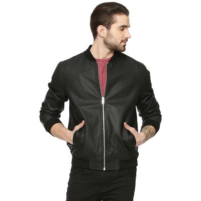 China Man Wear Supplier Bomber Style Leather Jacket Breathable PU Leather Jacket Breathable Men for sale