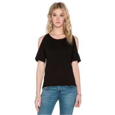 China Black O neck ladies anti-pilling t-shirts grade anti-pilling China t-shirts overruns for sale