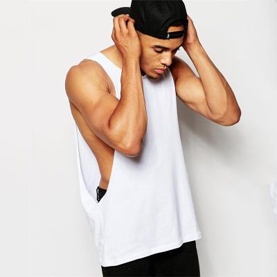 China Single White Custom Open Side Tank Top Anti-Pilling Anti-Pilling Men's Tank Top for sale