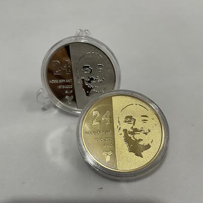 China High Quality Durable Printing Coin Lakers Star Kobe Bryant Commemorative Coins Metal Decorative Silver Coin Gift for sale