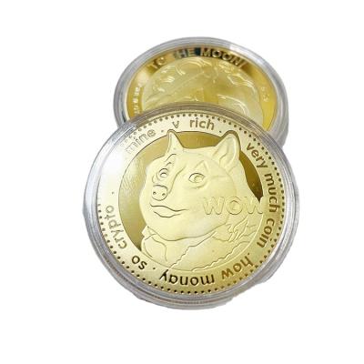 China Custom Doge Coin Doge Souvenir Metal Dog UV Printing Coin Durable Custom Gold Silver Metal Crypto for sale