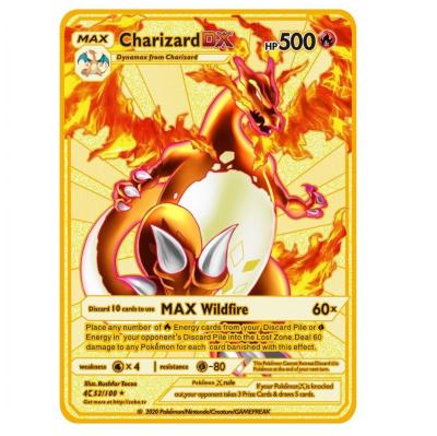 China 1st New Charizard V Durable Metal First Edition Trading Card Game Pok Mon Card Vmax Gx Metal Trading Card Game for sale