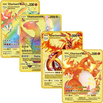 China 1st Enduring Rainbow Charizard Pokemones Venusaur Gold Metal Pokemones Cards First Edition Cards New Trading Card Game for sale