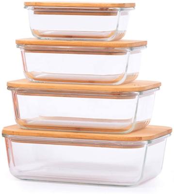 China Minimalist Glass Food Storage Containers With Bamboo Lids for sale