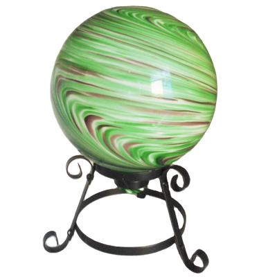 China Farmhouse Glass Hand Blown Garden Ball With Metal Shelf for sale