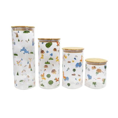 China Wholesale Borosilicate Glass Food Container Freshness Preservation Tops And Storage Jar With Wooden Bamboo Lid for sale