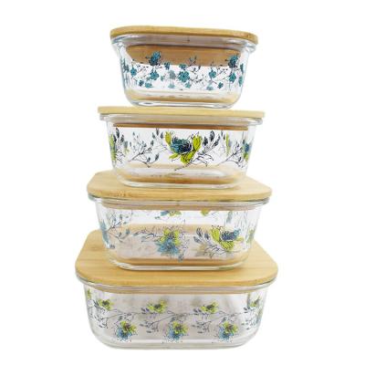 China Useful Rectangle Square Stackable Heatable Hot Selling Glass Food Container With Lid for sale