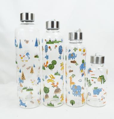 China Customized Stocked Logo Water Cup Bottle Set Eco - Friendly High Borosilicate Glass Water Bottle for sale