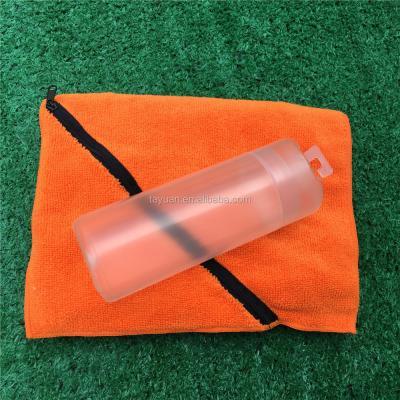 China Quick Dry Zipper Pouch Microfiber Sports Towel With A Tube for sale