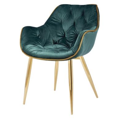 China Cooling Modern Dining Chair Gold Legs Velvet Fabric Upholstery Dining Chair Elegant Color for sale