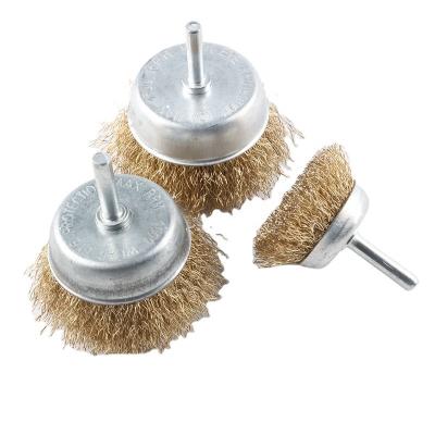 China DIY Tools Crimped Brush 2.5 Inch 6mm Leg Steel Wire Cup Brush Stainless Steel For Drill Attachment for sale