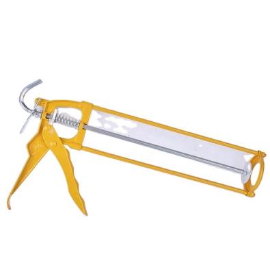 China DIY Tools Portable Yellow Passionate Plastic Skeleton Caulking Gun 600ml Cement Putty Glass Glue Gun for sale