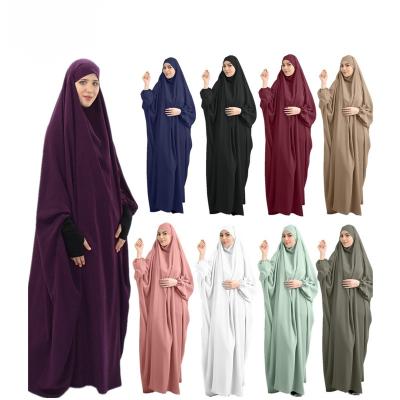 China 2020 Latest Polyester Women Muslim Prayer Dress With Hijab, Dubai Islamic Long Abaya With Hijab Muslim Ramadan Abaya With Hijab for sale