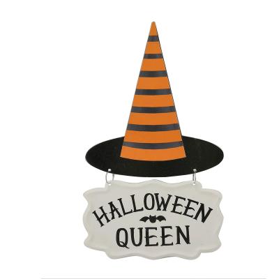 China The Other Queen Witch Door Halloween Decor Metal Hat Sign Home Decor for sale