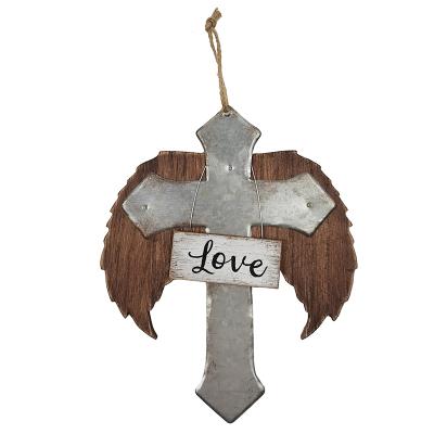 China Other MDF And Metal Cross Wall Ornament For Home Decor for sale