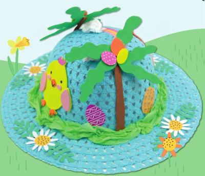 China Character Kids Straw Hat DIY Make Your Own Hat Kids Design Hat for sale