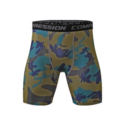 China Breathable Sports Wear Mens Gym Fitness Clothing Workout Pants Mens Base Layer Compression Shorts Camouflage for sale