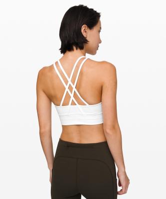 China Anti-Static Women's White Absorber Gym Fitness Yoga CrossBack Spaghetti Strap Lift Up Sports Bra Top for sale