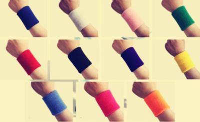 China Polyester Cotton Sports Wristbands Headband Hand Band Sweat Wrist Support Brace Wraps Guards for sale