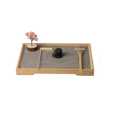 China Japan Factory Wholesale Japanese Mini Bamboo Zen Garden Resin Craft For Feng Shui for sale