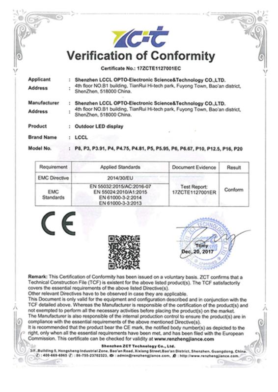 CE - Shenzhen LCCL Opto-Electronic Science & Technology Co., Ltd.