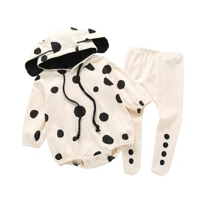 China Other Babies Jumpsuit Polka Dot Hooded Romper Baby Crawling Clothes Springs and Falls for sale