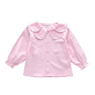 China Other Small Cool Petal Collar Solid Color Long Sleeve Children's Thin Top for sale