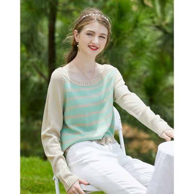 China Autumn Winter Korean Pullover Striped Wholesale New Woolen Long Sleeve O-neck Casual Loose Women's Sweater for sale