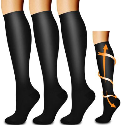 China Breathable Wholesale Custom Black 20-30mmhg Logo Knee High Bumps Medical Knee High Running Cycling Compression Sport Bumps Long For Women for sale