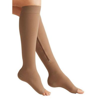 China Breathable Custom Knee Socks With Zipper Long 15-20 20-30 mmHg Sports Women Socks With Zipper for sale