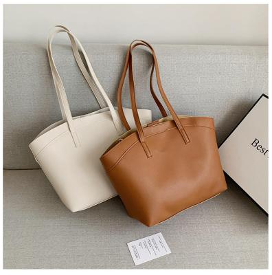 China Tote Bags others new large capacity ladies handbag fashionable PU shoulder bag women pure color luxury leather for sale