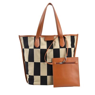 China 2022 High Quality New Fashionable Female Bag 2022 Fashionable Women's Others Canvas Bag Checkerboard Large Bag Women's Shoulder Bags for sale