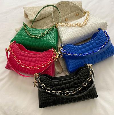 China Other 2022 Fashions Alligator Pattern Women Handbags Luxury PU Leather Ladies Armpit Handbags for sale