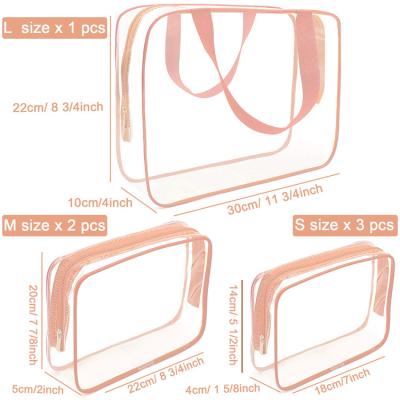 China Transparent Zippered Tote Bag Thick Cosmetic Bag Cosmetic Case Beauty Bag Durable PVC Waterproof Makeup Artist Toiletry Bag for sale