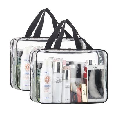 China Fashion Transparent Tote Bag Thick PVC Zippered Toiletry Carry Pouch Waterproof Makeup Bags Clear Zipper Makeup Bag for sale