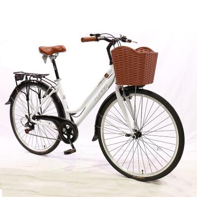 China 700C Steel High Quality Ladies City Bicycles With Basket Aluminum Alloy 7speed Custom Frame Urban Step Bikes OEM ODM Ladies Cycling for sale